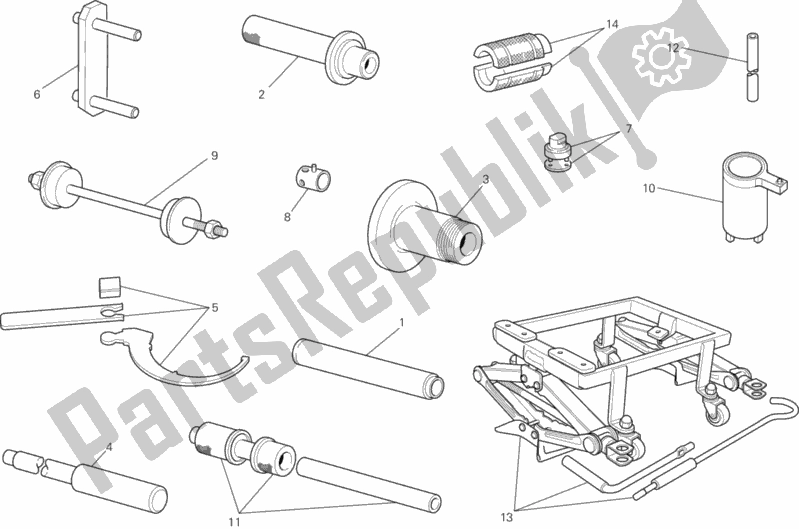 Tutte le parti per il Strumenti Di Servizio Di Officina, Telaio del Ducati Diavel USA 1200 2012